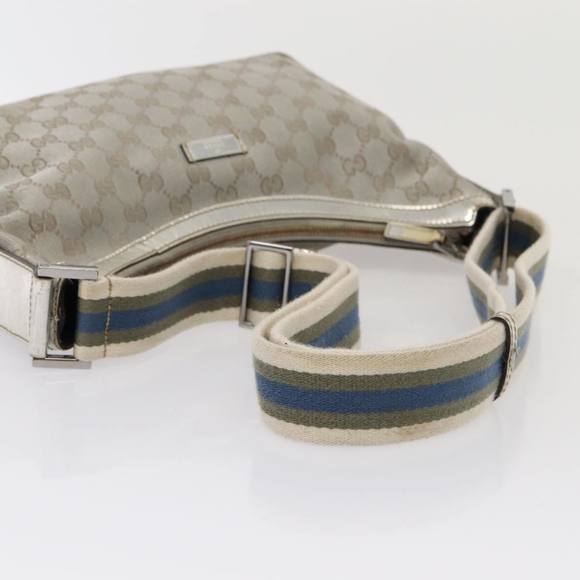 GUCCI GG Canvas Sherry Line Shoulder Bag Silver Gray 181092 Auth 80134 - Picture 7 of 16